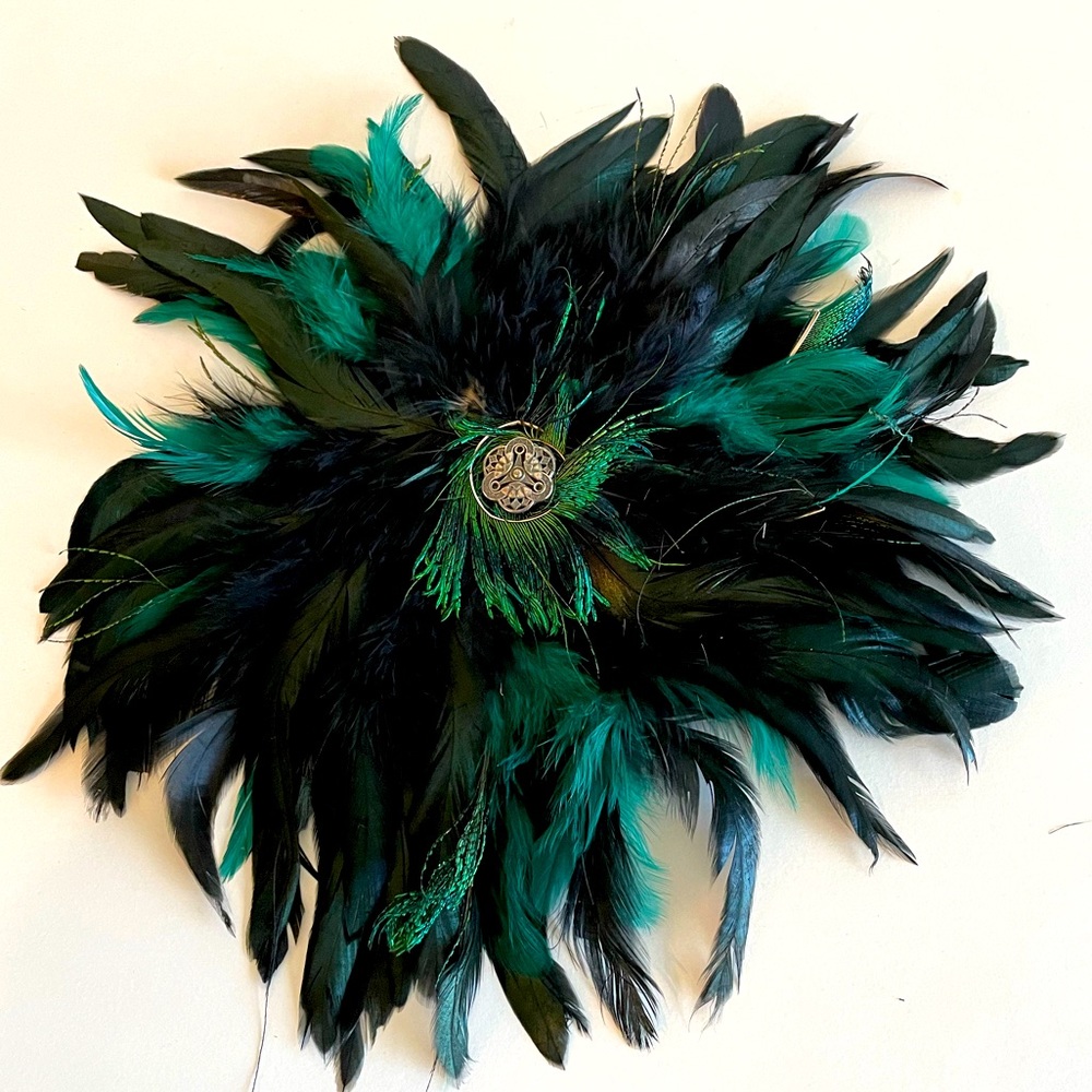 Peacock Feather Barrette Hair Piece